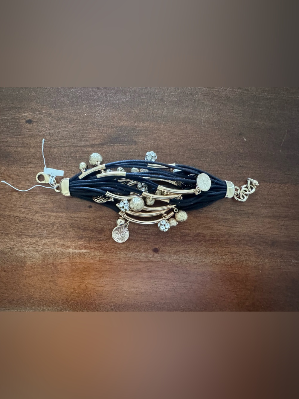 Bella & Jack Gold Charm & Black Multi-Strand Bracelet
